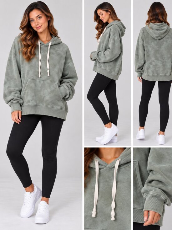aerie Tops - Aerie Women’s Sage Green Tie Dye Pullover Hoodie Sweatshirt Size XS
